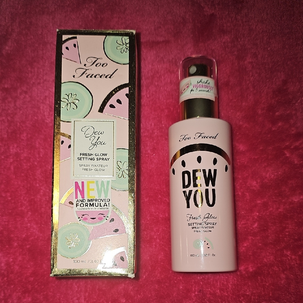 Too Faced Dew You Fresh Glow Setting Spray in Pink and Gold